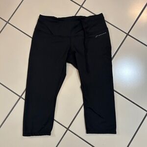 Brooks Black Running Outdoors Cropped Athletic Activewear Performance Pants Sz L